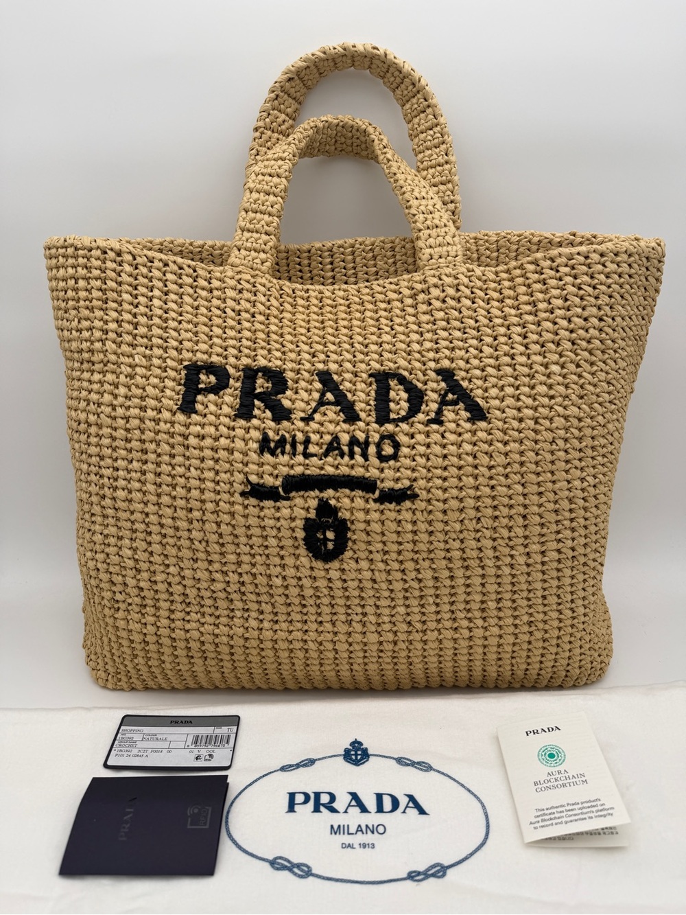 Brand NEW Prada Natural Large Raffia 
Summer Beach Tote Bag Authentic NWT!